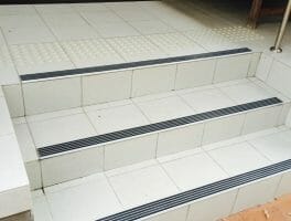 Aluminium stair nosing with Carborundum inserts